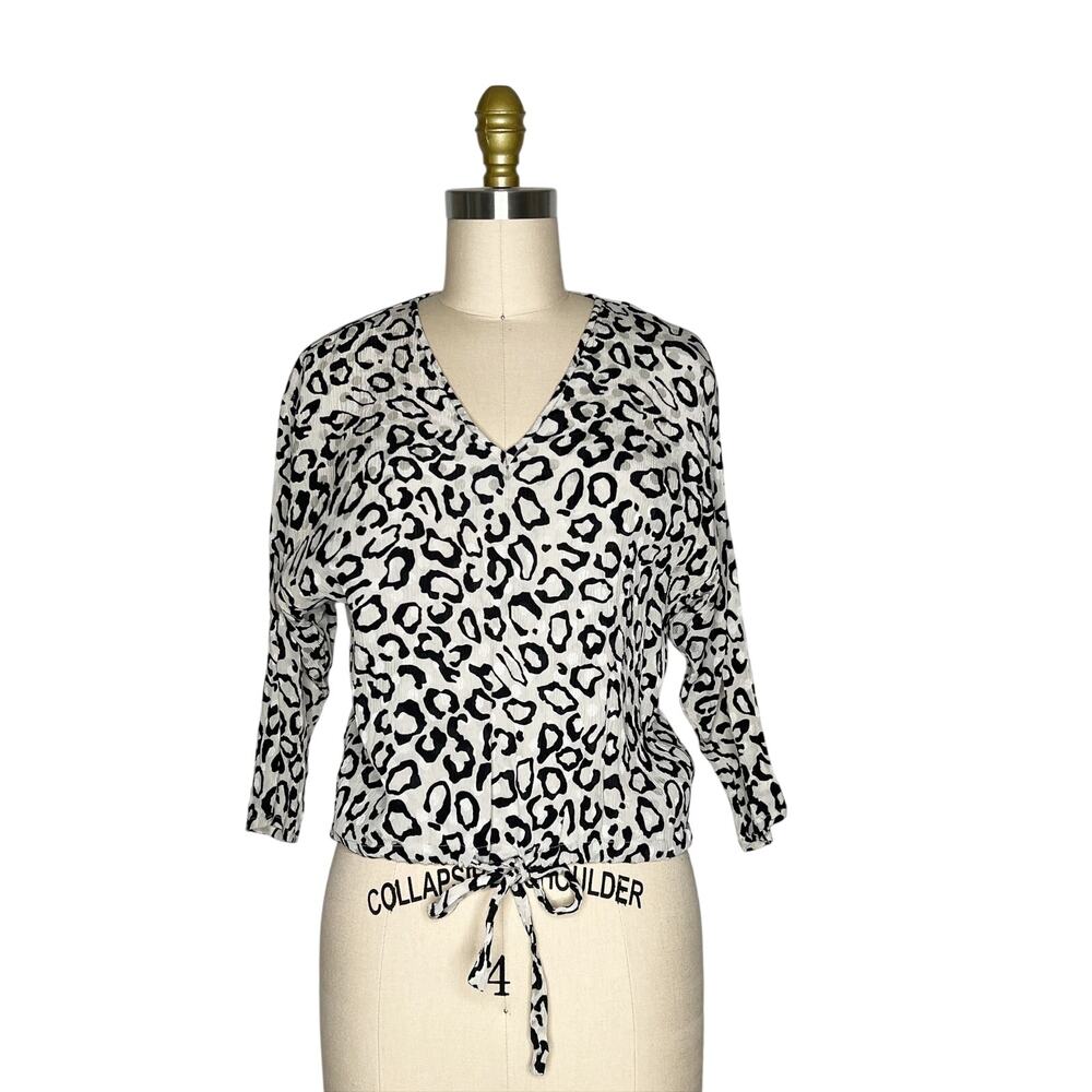 Vintage 80s/90s Balenciaga Paris Silk Leopard Print Blouse size 4